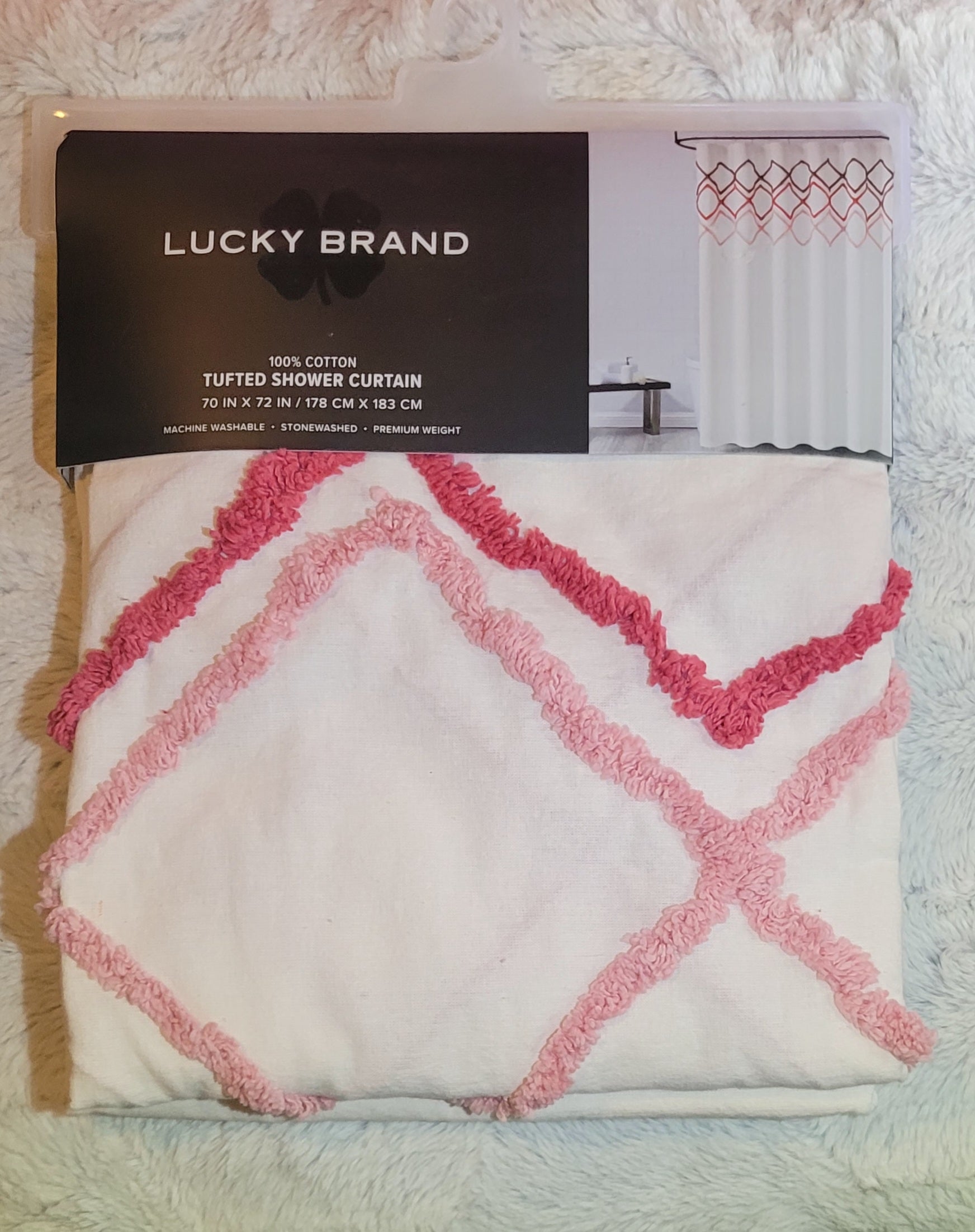 Lucky brand 100% Cotton Tufted shower curtain