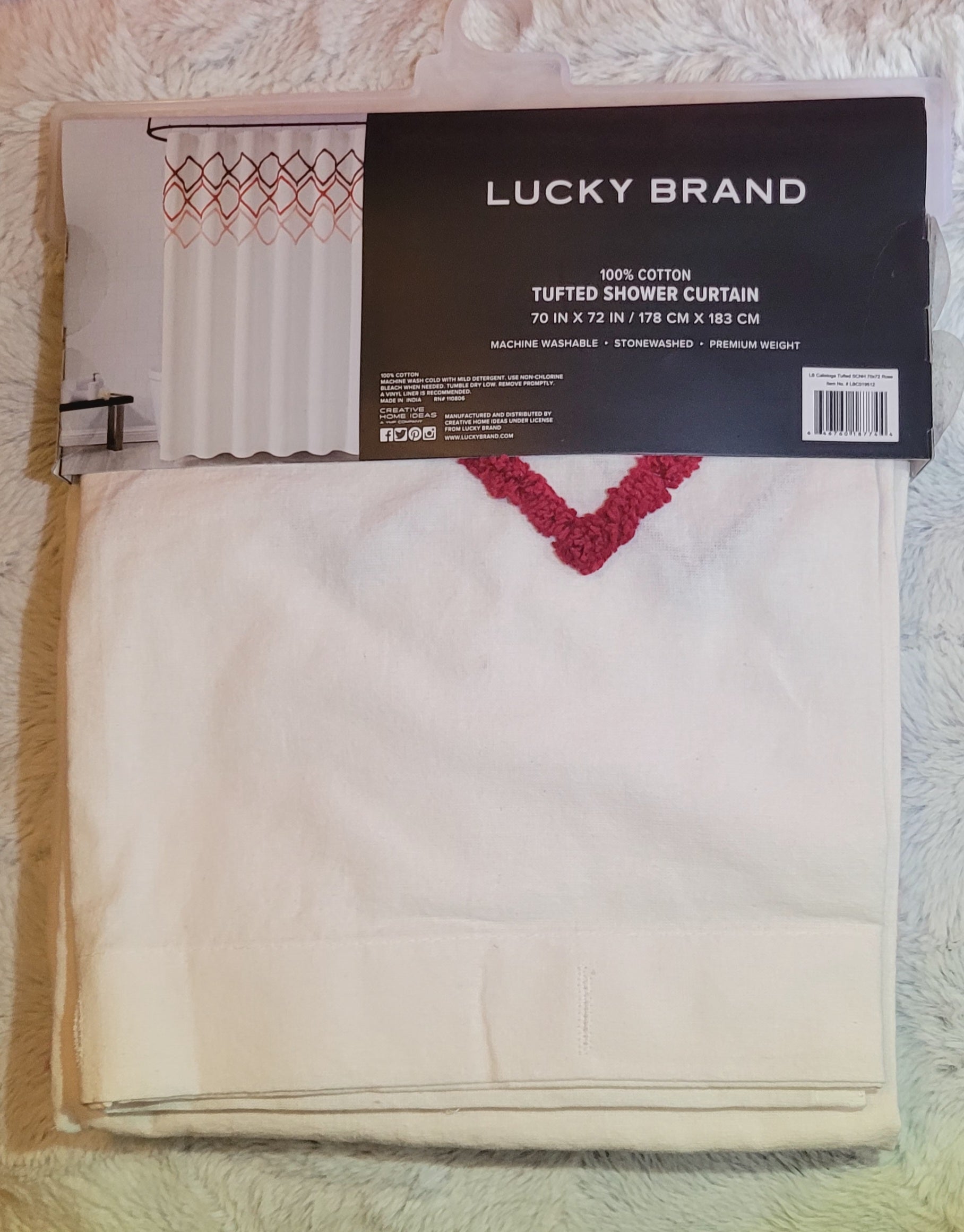 Lucky brand 100% Cotton Tufted shower curtain